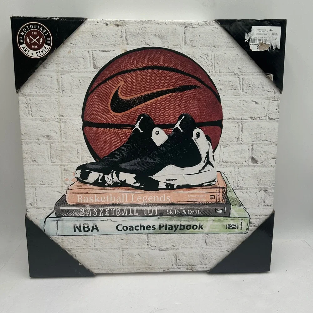 NotoriArt Basketball Jordan Sneaker Canvas Wall Art 15x15 Sports Decor